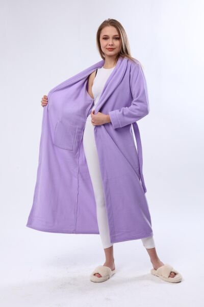 Likapa Uzun Şal Yaka Polar Sabahlık 226 Düz Lila - L