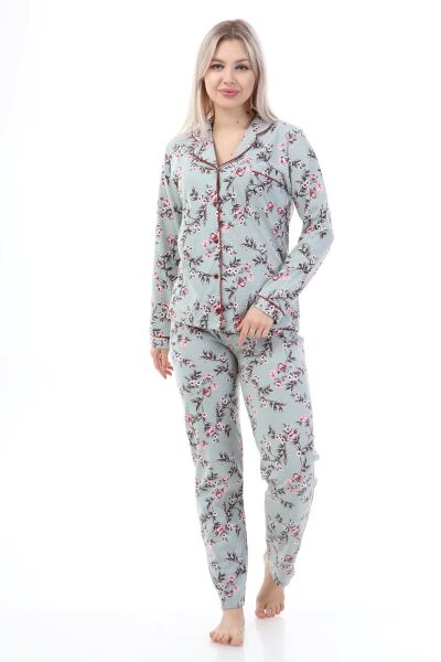 LikapaShop Penye Uzun Kol Pijama Takımı 001352-04 Mint - S