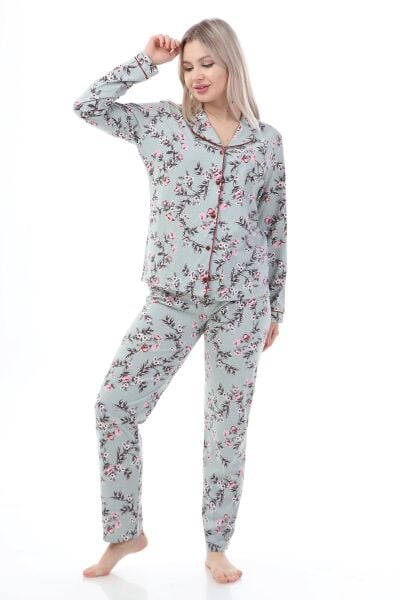 LikapaShop Penye Uzun Kol Pijama Takımı 001352-04 Mint - M