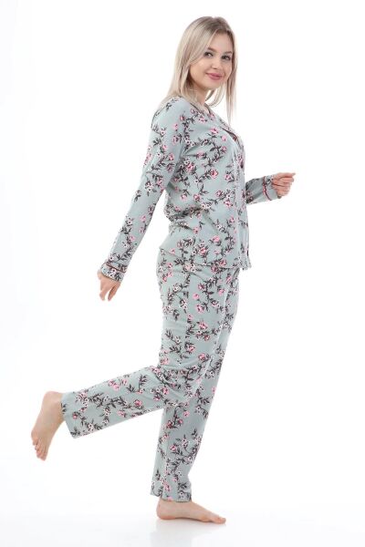LikapaShop Penye Uzun Kol Pijama Takımı 001352-04 Mint - XL