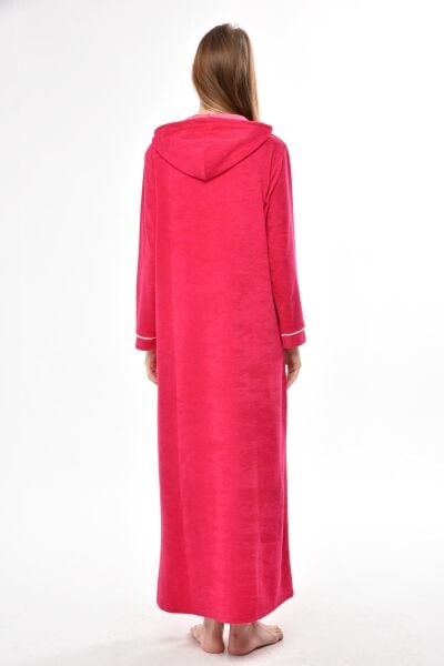 3106 Likapa Fermuarlı Uzun Kapüşonlu Havlu Elbise