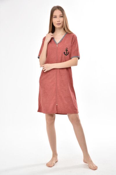 3104 Likapa Fermuarlı Havlu Elbise LACİVERT - S