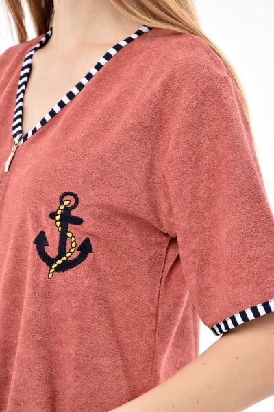 3104 Likapa Fermuarlı Havlu Elbise LACİVERT - S