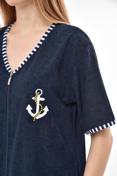 3104 Likapa Fermuarlı Havlu Elbise LACİVERT - XL