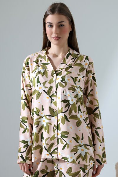 LİKAPASHOP VİSKON UZUN KOL PİJAMA TAKIMI Mint - 2XL