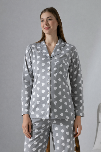 LikapaShop Penye Uzun Kol Pijama Takımı 001352-04 XL