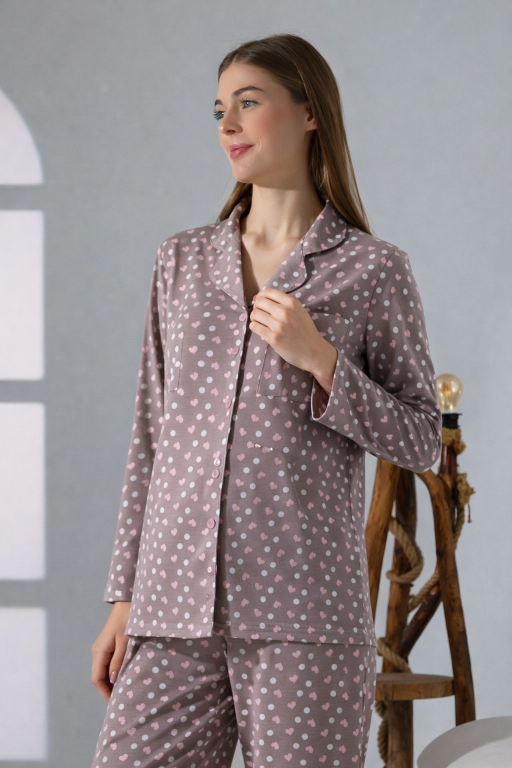 LikapaShop Penye Uzun Kol Pijama Takımı 001352-04 XL