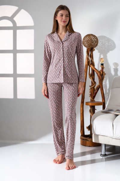 LikapaShop Penye Uzun Kol Pijama Takımı 001352-04 XL