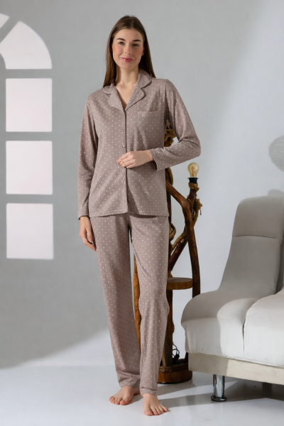 LikapaShop Penye Uzun Kol Pijama Takımı 001352-04 2XL