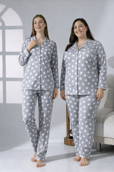 LikapaShop Penye Uzun Kol Pijama Takımı 001352-04 3XL