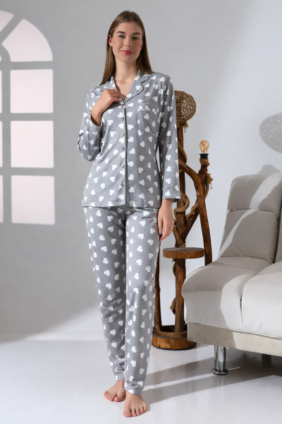 LikapaShop Penye Uzun Kol Pijama Takımı 001352-04 3XL