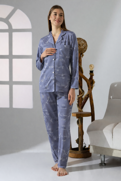 LikapaShop Penye Uzun Kol Pijama Takımı 001352-04 M