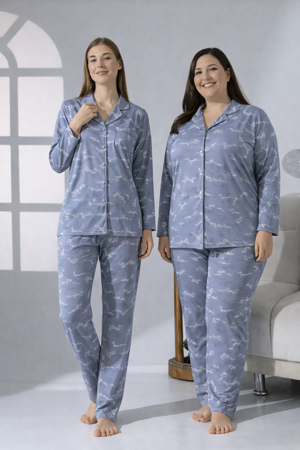LikapaShop Penye Uzun Kol Pijama Takımı 001352-04 3XL