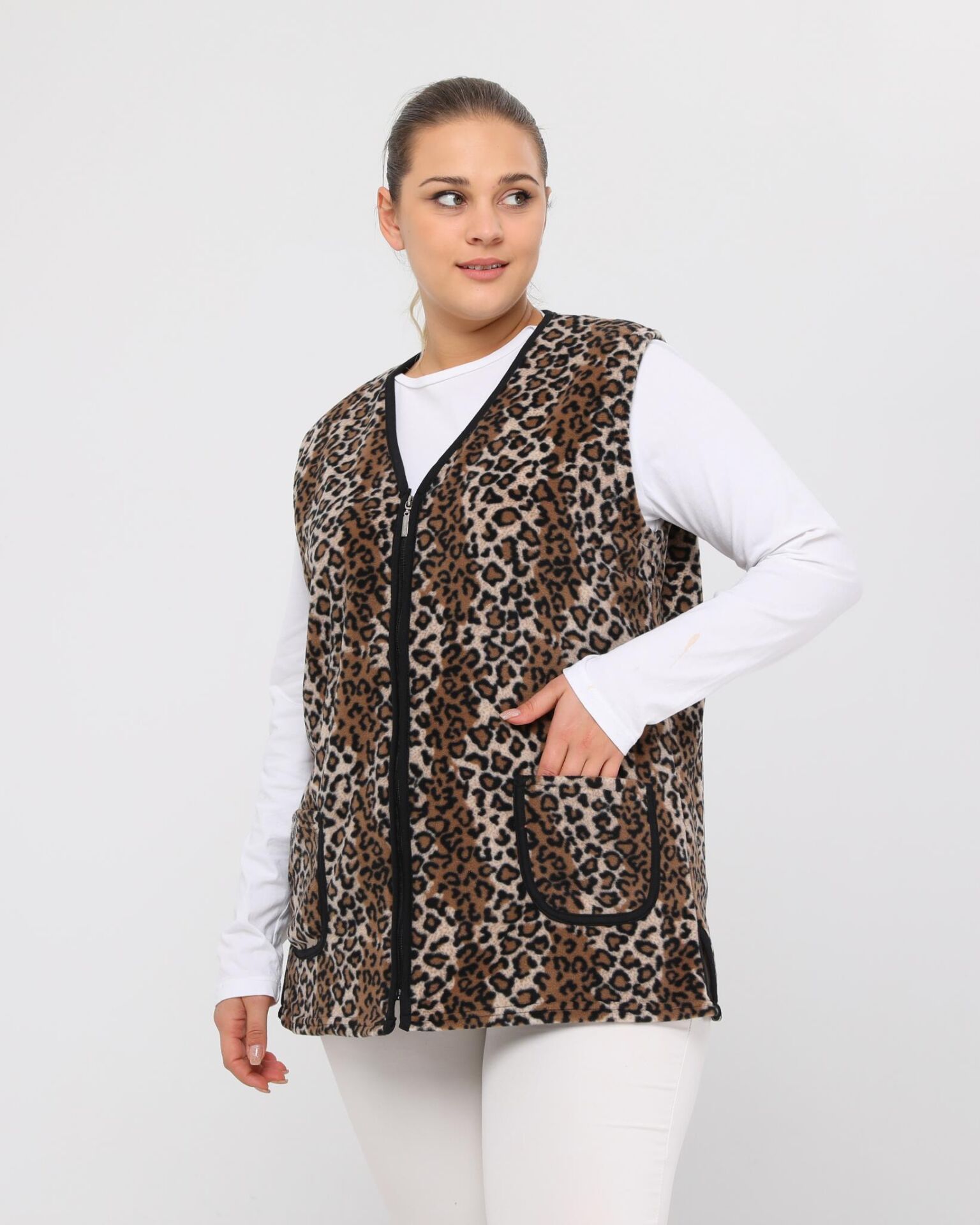 Likapa Polar Yelek 2XL - Kahve Leopar