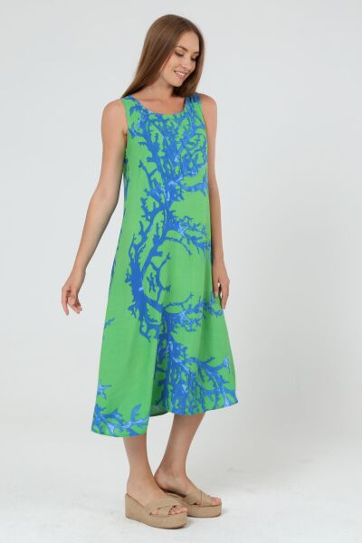 Likapa Yazlık Askılı Viskon Elbise 2691 TURUNCU MERCAN - 2XL