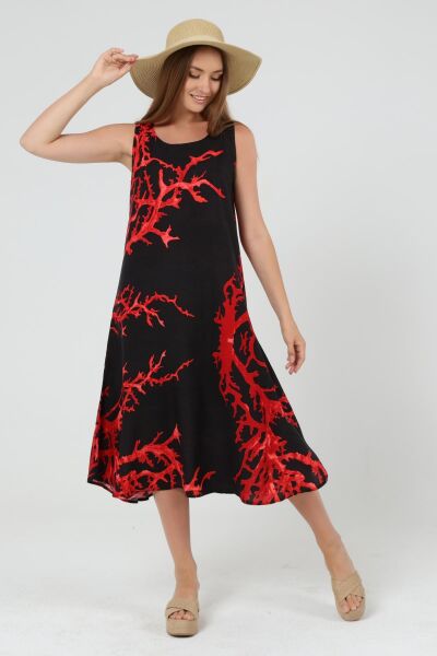 Likapa Yazlık Askılı Viskon Elbise 2691 Turuncu Sarmaşık - S