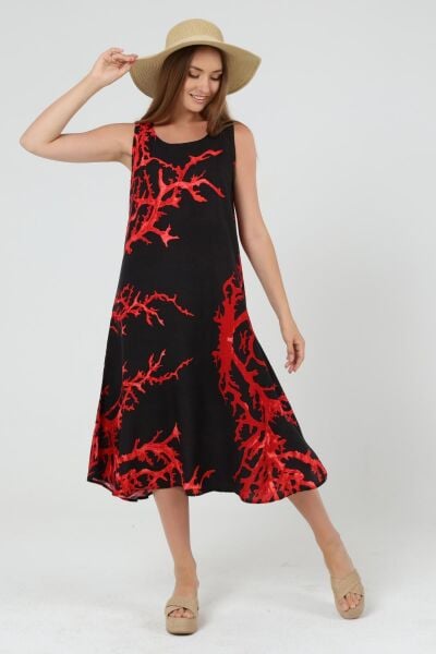 Likapa Yazlık Askılı Viskon Elbise 2691 YEŞİL ÇİÇEK - M