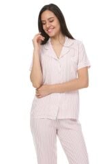 Kısa Kollu Gömlek Yaka Dokuma Pijama Takımı
