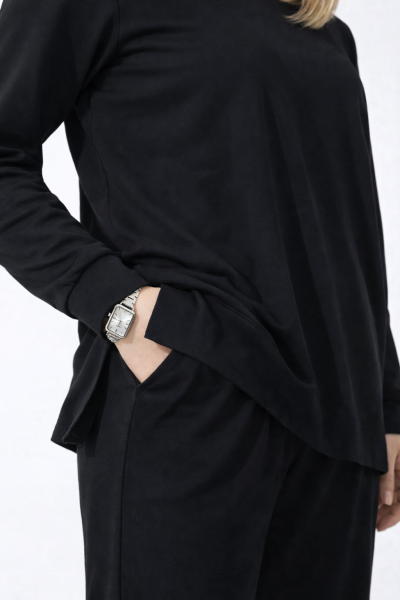 İki iplik Kumaş Bisiklet Yaka Eşofman Takımı 550 SİYAH - M