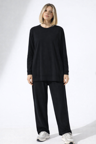 İki iplik Kumaş Bisiklet Yaka Eşofman Takımı 550 SİYAH - L