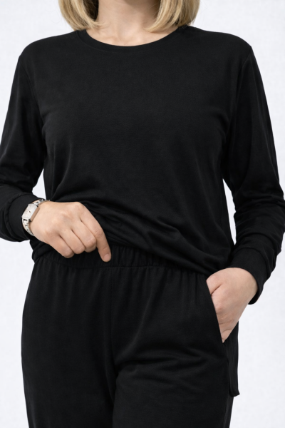 İki iplik Kumaş Bisiklet Yaka Eşofman Takımı 550 SİYAH - XL
