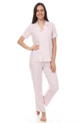 Kısa Kollu Gömlek Yaka Dokuma Pijama Takımı L