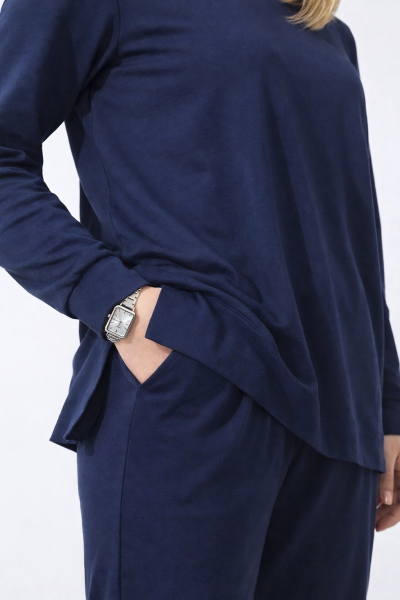 İki iplik Kumaş Bisiklet Yaka Eşofman Takımı 550 LACİVERT - XL