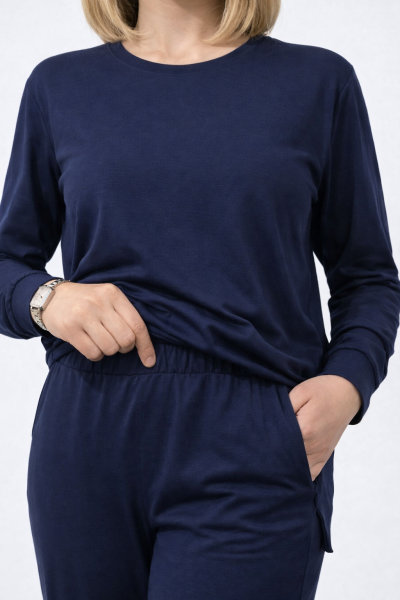 İki iplik Kumaş Bisiklet Yaka Eşofman Takımı 550 LACİVERT - 2XL