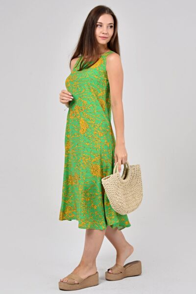 Likapa Yazlık Askılı Viskon Elbise 2691 Yeşil Sarmaşık - M