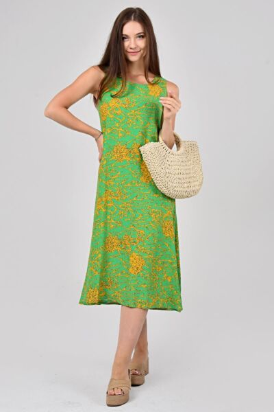 Likapa Yazlık Askılı Viskon Elbise 2691 Yeşil Sarmaşık - L
