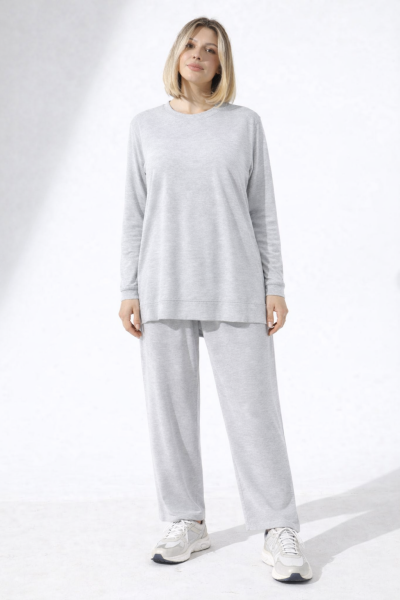 İki iplik Kumaş Bisiklet Yaka Eşofman Takımı 550 L