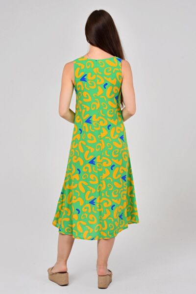 Likapa Yazlık Askılı Viskon Elbise 2691 Yeşil Leopar - S