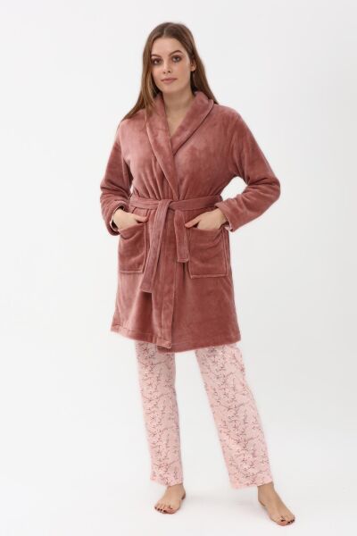 Yumuşak Dokulu Polar Sabahlık 236 2XL - VİZON