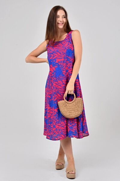 Likapa Yazlık Askılı Viskon Elbise 2691 Fuşya Sarmaşık - S