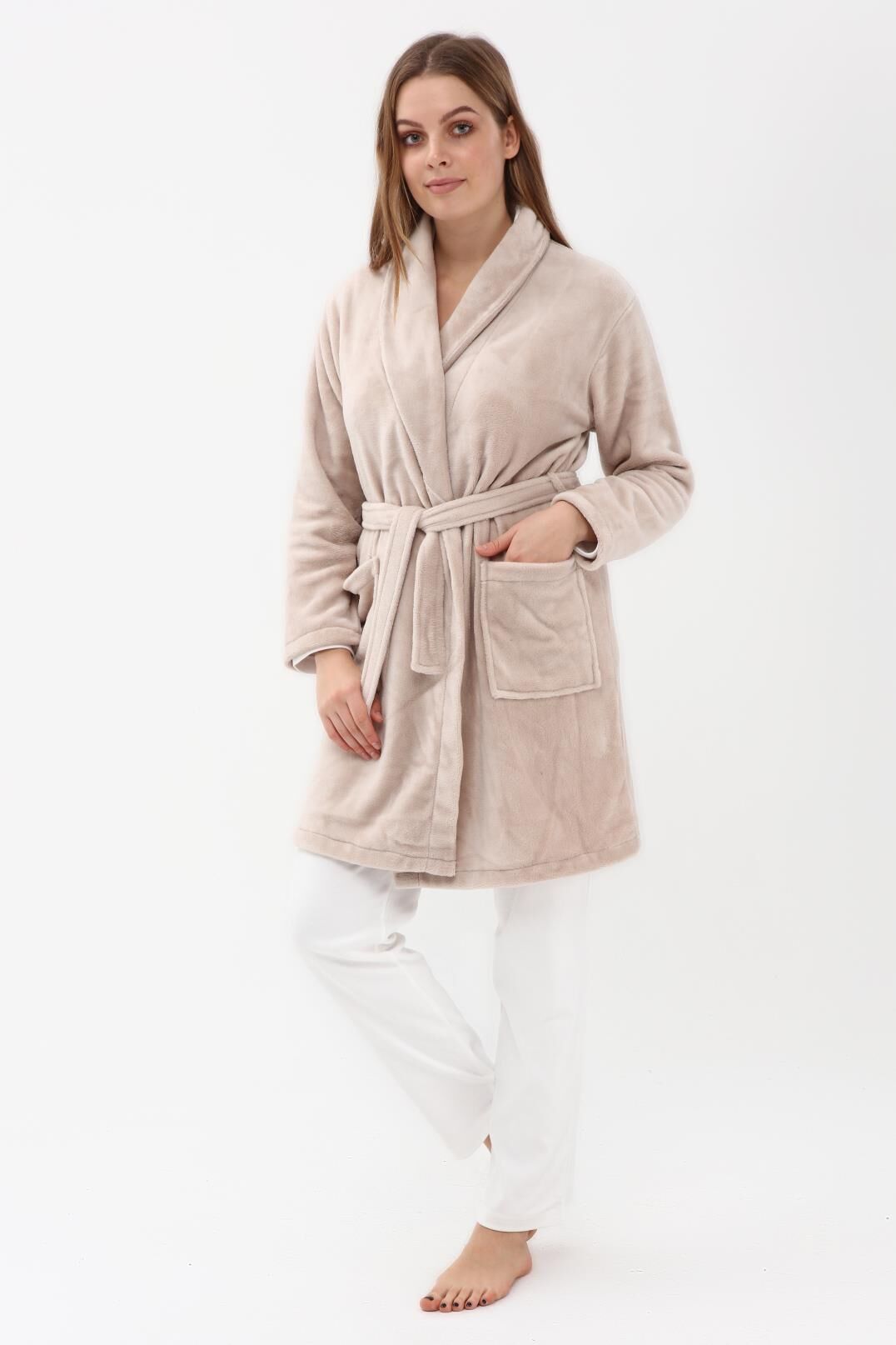 Yumuşak Dokulu Polar Sabahlık 236 2XL - VİZON