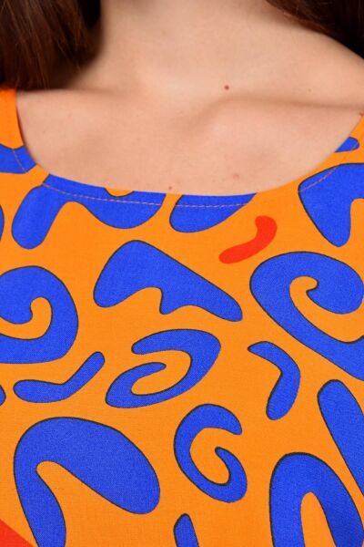 Likapa Yazlık Askılı Viskon Elbise 2691 3XL - Turuncu Leopar